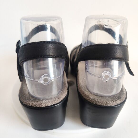 Dansko Sandals Womens Size 39 9 Metallic Black Leather Strappy Open Toe Clogs - Picture 3 of 11